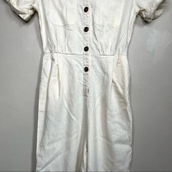 Who What Wear Beige Linen Jumpsuit Size XS - Picture 4 of 11